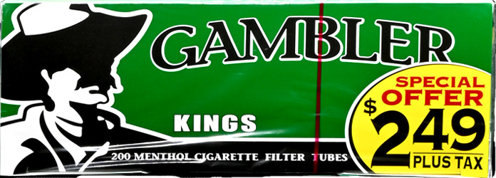 Gambler Cigarette Tubes Menthol King Size PP 2.49 200ct Box